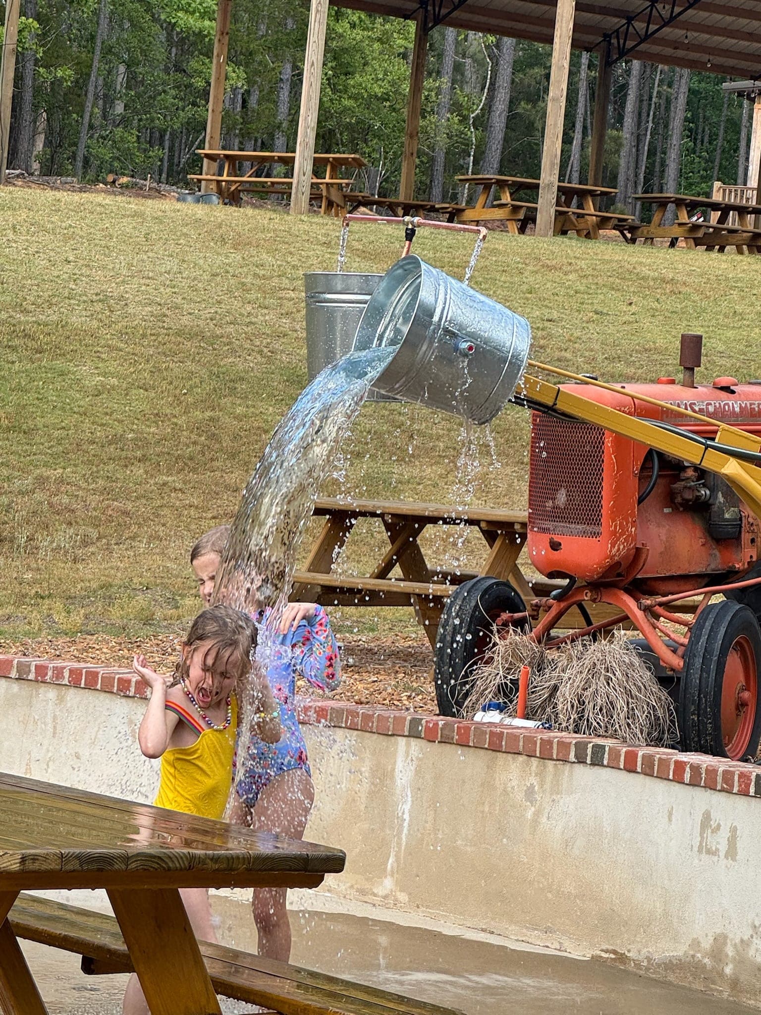 Kids playing in the water at the Chadwick Farm splash pad